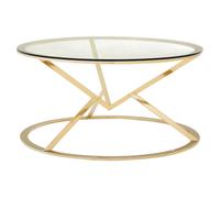 Unique Corseted Round Coffee Table, Geometric Display Table, Versatile Decorative Coffee Table Premier Housewares Metallic Gold One Size
