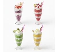 UNIQUE CRAFTS Milkshake Glasses Set | 360ml Knickerbocker Glory Dessert | Smoothie | Ice Cream Sundae Glasses | American Diner Style Soda Fountain Cups | Available in Sets of 2, 4, or 6 (4)