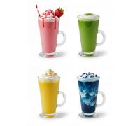 UNIQUE CRAFTS Set of 2 Latte Glasses, 240 ml Temperature Resistant-Hot Drink Cafe Mugs, Stylish Coffee/Tea Cups, for Ice Cream Latte, Cappuccino, Espresso & Hot Chocolate -Mugs with Handle (Set of 4)