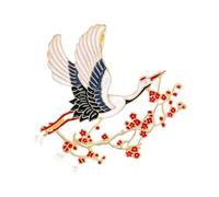 Unique Cranes and Plums Blossom Women's Brooch Crafted with Superior Alloy for Adding Elegances to Any Outfit Elegant Floral Bird Brooch