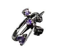 Unique Crosses and Floral Designs Adjustable Rings in Sturdy Alloy with Lavender Crystals Accent Punk Crosses Rings for Women Men