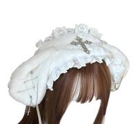 Unique Crosses Chain Hair Band Plush Rabbits Ear Headband Trendy Hairpiece for Parties and Performances