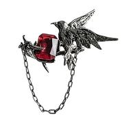 Unique Crow Rings with Red Gemstones Zinc Alloy Practical Adjustable Size Finger Accessories for Daily Wear or Special Occasion Gothic Crow Hoop