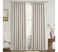 Unique Curtains 86 Inches Long for Living Room,Linen Farmhouse Modern Complete Blackout Custom Privacy Curtains for Windows Energy Efficient Closet Cover Pinch Pleated/Back Tab Birch Drapes 2 Panels