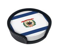 Unique Custom Coasters Set of 6 - Personalized Drink Coasters with Holder, Perfect for Home Bar Decor and Coffee Table Decor, Made from Microfiber PU Leather West Virginia Flag