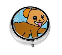 Unique Custom Pill Organizer - 7 Days Morning Evening Travel Pill Box with Full Print Design - Mini Medicine Organizer Happy Puppy
