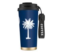 Unique Customized Coffee Mug - Insulated Stainless Steel Tumbler for Travel, Home & Office - 17 oz South Carolina Flag Black