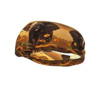 Unique Customized Headbands for Men and Women - Stylish Sweat Bands for Running, Workout, and Sports - Moisture Wicking and Stretchable Elephant Sunset Walk