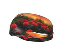 Unique Customized Headbands for Men and Women - Stylish Sweat Bands for Running, Workout, and Sports - Moisture Wicking and Stretchable Enchanted Rose Path