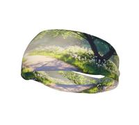 Unique Customized Headbands for Men and Women - Stylish Sweat Bands for Running, Workout, and Sports - Moisture Wicking and Stretchable Beautiful paths in the forest