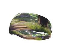 Unique Customized Headbands for Men and Women - Stylish Sweat Bands for Running, Workout, and Sports - Moisture Wicking and Stretchable Enchanted Forest Path