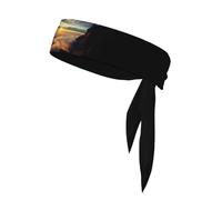 Unique Customized Headbands for Women & Men - Sweat Wicking Running Stylish Sweatbands- Hair Control Head Tie,Perfect for Sports and Workouts The sun rising between two mountains