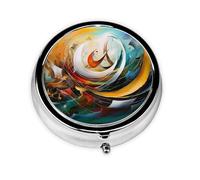 Unique Customized Pill Organizer - 7 Day AM PM Travel Pill Box with Full Print Design - Iron Plating Mini Medicine Organizer Abstract Color Swirl