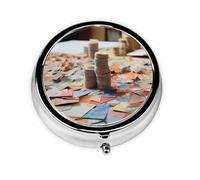 Unique Customized Pill Organizer - 7 Day AM PM Travel Pill Box with Full Print Design - Iron Plating Mini Medicine Organizer Cartography Art