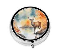 Unique Customized Pill Organizer - 7 Day AM PM Travel Pill Box with Full Print Design - Iron Plating Mini Medicine Organizer DeerForestReflection