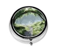 Unique Customized Pill Organizer - 7 Day AM PM Travel Pill Box with Full Print Design - Iron Plating Mini Medicine Organizer ForestPathway