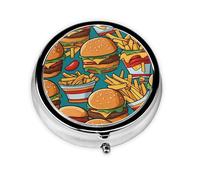 Unique Customized Pill Organizer - 7 Day AM PM Travel Pill Box with Full Print Design - Iron Plating Mini Medicine Organizer FastFoodPatternPlay