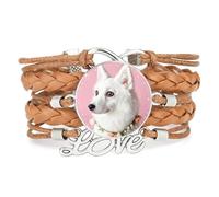 Unique Cute Big Eyes Akita Dog Love Adjustable Leather Braided Bracelet | Multilayer,Punk,Wristband,Handmade,Gift,Bangle,Accessory, Girlfriend,Lover,Ethnic,Friendship ,Birthday,Christmas,Music
