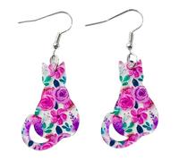 Unique Dangle Earrings Colorful Flower Animals Pendant Drop Earrings Statement Jewelry Fashion Small Hoop Fashion Colorful Flower Animals