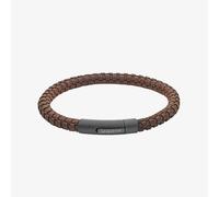 Unique Dark Brown Leather 21cm Black Stainless Steel Clasp Bracelet B554DB/21CM