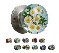 Unique Decorative Door Handle, Retro Round Resin Epoxy Flower Door Knob Retro, Floral & Animal Designs, Creative Artistic Decor for Bedroom (1 Pcs*White Daisy)