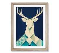 Unique Deer Abstract Vol.3 Framed Print | A2 Oak Framed Wall Art | Ready to Hang | Abstract Animal Picture | Living Room Bedroom Lounge Office