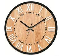 Unique Design 30CM Wooden Wall Clock for Vintage Home Decor, Silent Mechanism for a Calm Environment (F)