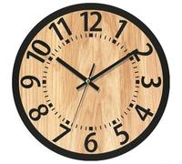 Unique Design 30CM Wooden Wall Clock for Vintage Home Decor, Silent Mechanism for a Calm Environment (E)