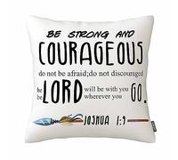 Unique Design Be Strong and Courageous Pattern Sofa Decor Throw Pillow Cases Cushion Cover 18X18 Inch Cotton Linen