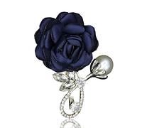 Unique Design Women Flower Fabric Brooch Pin, Siliver Plated Pearl Cubic Zirconia Brooch Pin Jewelry Accessory For Ladies
