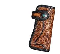 Unique Designer Genuine Cow Leather Men's Large Engraved Clutch Wallet Handmade Long Purse Hasp Closure Male Card Holders, Silver, 20cm (Length) x 10cm(Height) x 3.5cm(Deep), Retro, Classic