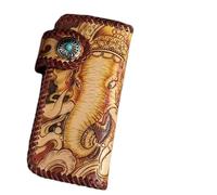 Unique Designer Genuine Cow Leather Men's Large Engraved Clutch Wallet Handmade Long Purse Hasp Closure Male Card Holders, Red, 20cm (Length) x 10cm(Height) x 3.5cm(Deep), Retro, Classic