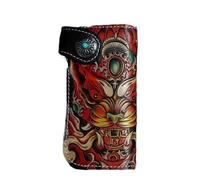 Unique Designer Genuine Cow Leather Men's Large Engraved Clutch Wallet Handmade Long Purse Hasp Closure Male Card Holders, Stitched Border4, 20cm (Length) x 10cm(Height) x 3.5cm(Deep), Retro, Classic