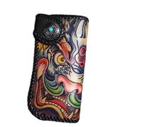 Unique Designer Genuine Cow Leather Men's Large Engraved Clutch Wallet Handmade Long Purse Hasp Closure Male Card Holders, Lavender, 20cm (Length) x 10cm(Height) x 3.5cm(Deep), Retro, Classic