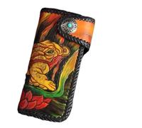 Unique Designer Genuine Cow Leather Men's Large Engraved Clutch Wallet Handmade Long Purse Hasp Closure Male Card Holders, PURPLE, 20cm (Length) x 10cm(Height) x 3.5cm(Deep), Retro, Classic