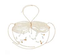 Unique Designs Elegant Pearls Body Jewelry Bra Chain Soft Fabric Decorative Accessory For Bolds Fashionable Statement Pearls Body Chain