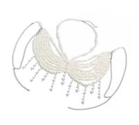 Unique Designs Elegant Pearls Body Jewelry Bra Chain Soft Fabric Decorative Accessory For Bolds Fashionable Statement Costumes Jewelry