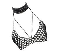 Unique Designs Elegant Pearls Body Jewelry Bra Chain Soft Fabric Decorative Accessory for Bolds Fashionable Statement Women ' s Fashion Jewelry