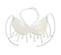 Unique Designs Elegant Pearls Body Jewelry Bra Chain Soft Fabric Decorative Accessory for Bolds Fashionable Statement Trendy Women ' s Jewelry
