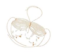 Unique Designs Elegant Pearls Body Jewelry Bra Chain Soft Fabric Decorative Accessory For Bolds Fashionable Statement Tassels Chest Chain