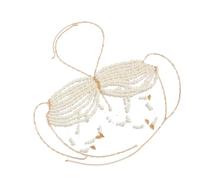Unique Designs Elegant Pearls Body Jewelry Bra Chain Soft Fabric Decorative Accessory for Bolds Fashionable Statement Trendy Women ' s Jewelry