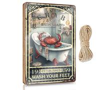 Unique Desk Accessory Wood Sign Plaque/Lacquered Finish & Desk Office Accessory - Open Closed | Bathroom Decor For Shelves, Crab Bath Soap Wash Your Feet