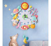 Unique DIY Wall Clock Creative Cartoon Animals for Children's Learning (D)