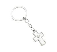 Unique Double Crucifix Key Ring, Lightweight Alloy Key Organiser, Bag, Hanging Accessory for Gifts and Daily Fashionable, Fashionable Crucifix Keychain for Buttons, White, One Size
