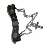 Unique Double Layer Leather Necklace Featuring Crosses and Studs Decoration for A Distinctive Punk Look Styles