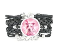 Unique Dreamy Nebula Pekingese Dog Love Adjustable Leather Braided Bracelet | Multilayer,Punk,Wristband,Handmade,Gift,Bangle,Accessory, Girlfriend,Lover,Ethnic,Friendship ,Birthday,Christmas,Music