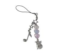 Unique Drum Note Heart Beads Phone Strap Colorful Beads Keychain Pendant Fashion Bag Accessories Daily Use Music Note Beads, フリーサイズ