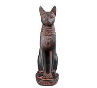 Unique Egyptian statue goddess cat Bastet black stone Sculpture with front scarab, eye of Horus made in Egypt.
