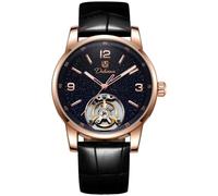 Unique Enamel Technology Automatic Mechanical Watch Trend Men's Wristwatch | hollow skeleton tourbillon, Genuine leather strap, Luminous hands, Waterproof