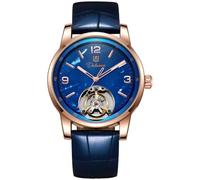 Unique Enamel Technology Automatic Mechanical Watch Trend Men's Wristwatch | hollow skeleton tourbillon, Genuine leather strap, Luminous hands, Waterproof